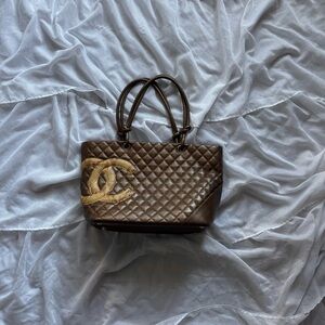 Vintage CHANEL Cambon Quilted Leather Tote Shoulder Bag
